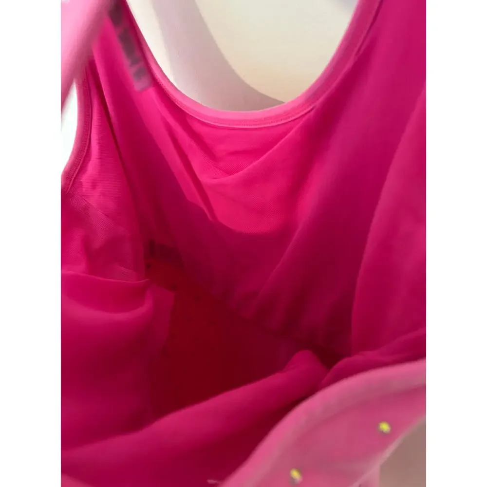 SKIMS Outdoor Rhinestone Racerback Mid Thigh Onesie Active Work out Taffy Pink L - Picture 6 of 9